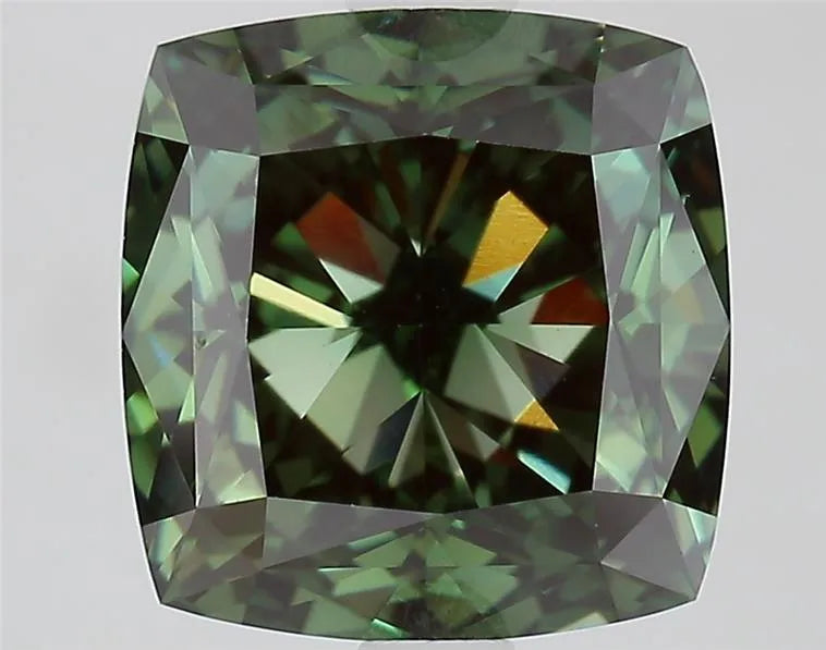 3.28ct Cushion modified Lab Grown Diamond (Colour Fancy Vivid Green, Clarity VS1, IGI Certified)