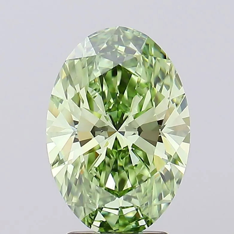 3.09ct Oval Lab Grown Diamond (Colour Fancy Vivid Green, Clarity VVS2, IGI Certified)